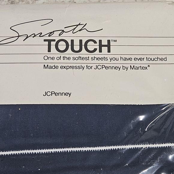 Vintage NOS JC Penney Smooth Touch Queen Flat Sheet Navy Blue 180 TC - Picture 5 of 5